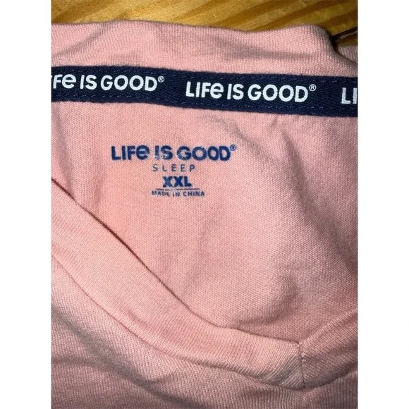Life Is Good Sleep Pajama Set Womens 2XL Pink LOVE Paw Print 3-Piece - Picture 7 of 10